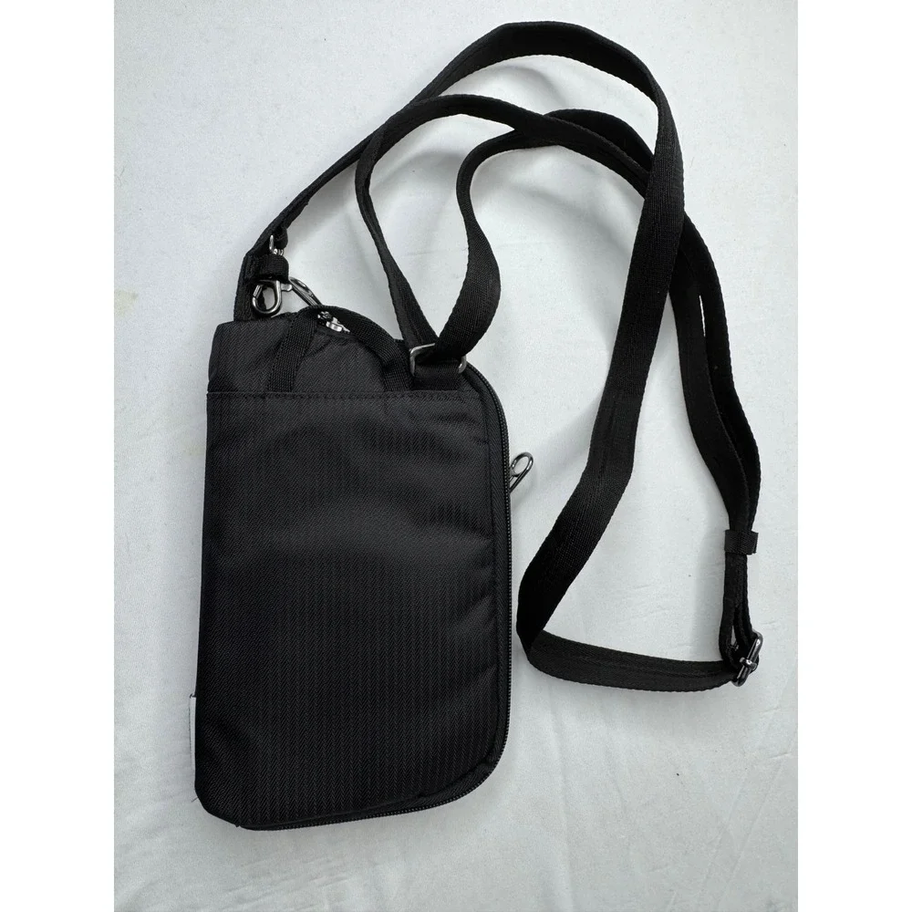 Pacsafe Econyl Anti-Theft Crossbody Bag RFIDsafe Black Travel Pouch Card Slots